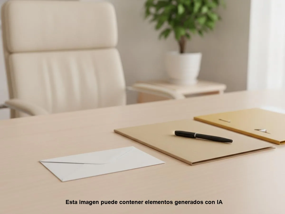 Sobre cerrado sobre una mesa de oficina, como la carta de un despido disciplinario
