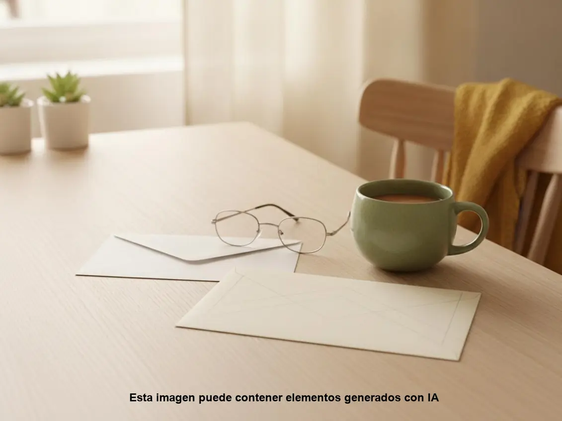 Carta de despido objetivo sobre una mesa, junto a unas gafas y una taza